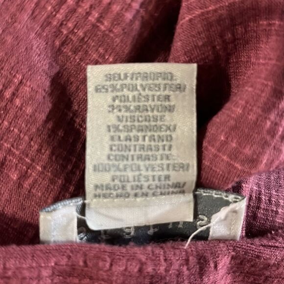 Status by Chenault Dusty Rose Pink Top Waffle Knit Crochet Lace Inset Size Large - Picture 8 of 8